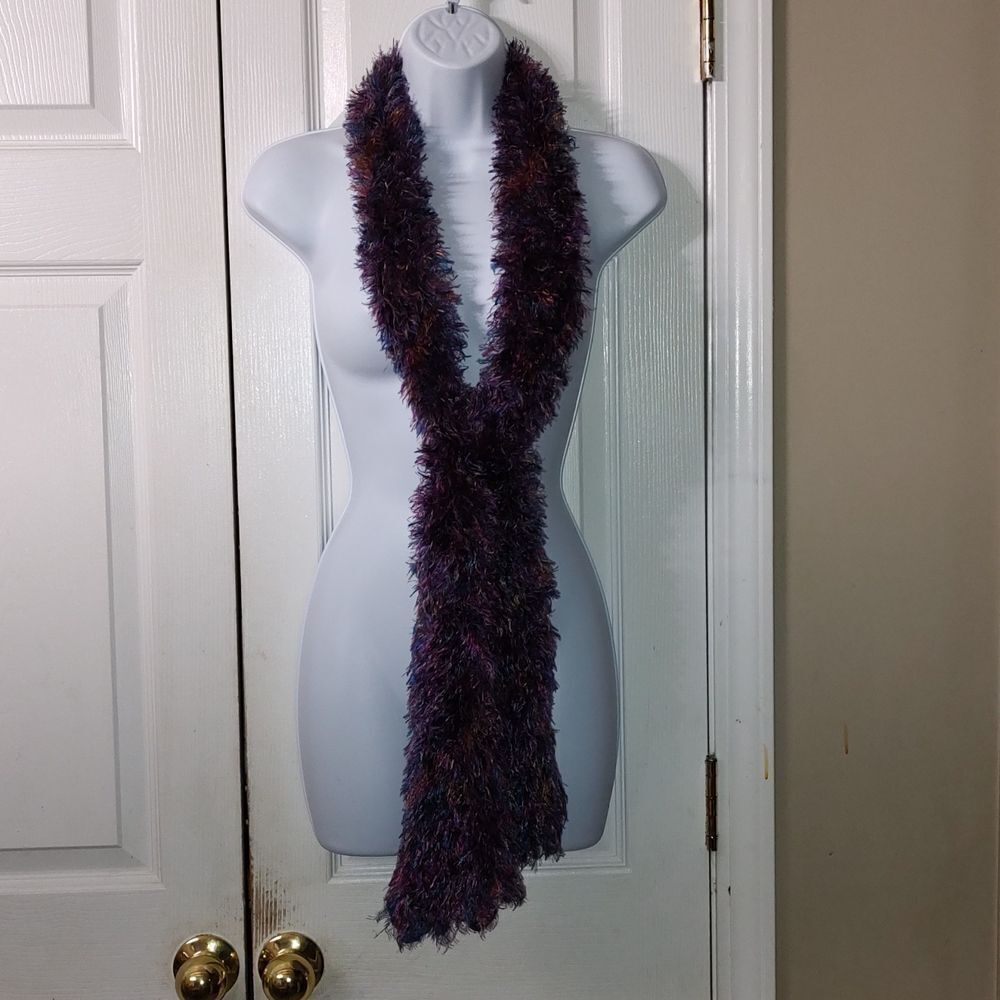 Multicolor  super soft fuzzy  scarf  purple, teal , pinks, light gold etc